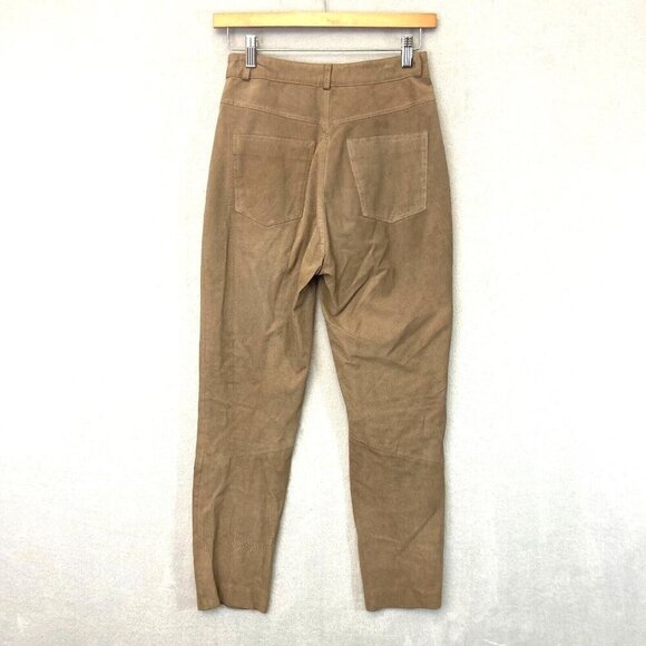 Vintage Lew Magram Collection Suede Pants Size 6 High-Waisted 100% Leather Tan - Picture 2 of 16